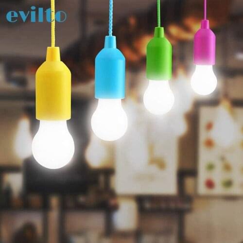 Portable Colorful Drawstring Light Hanging LED Pull Cord Bulb Retro Lighting Tent Camping Pull Night Light Home Decoration
