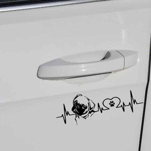 Lovely Pug Dog Heartbeat Reflective Car Vehicle Body Window Sticker Decals Decor Car Exterior Accessories Boutique Wholesale
