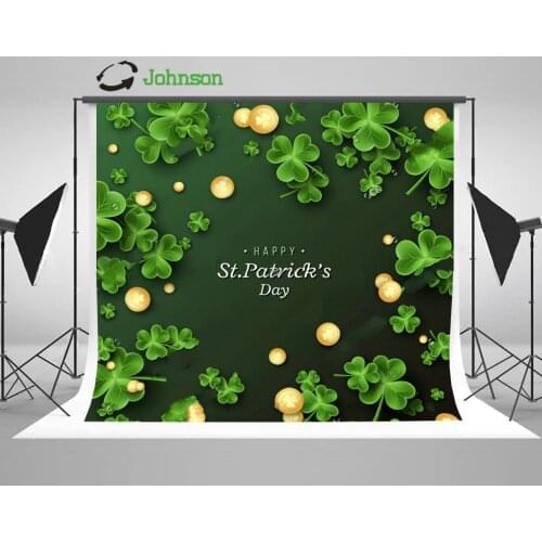 Happy St.Patricks Day Clover Leaves Green Backgrounds polyester or Vinyl cloth High quality Computer print wall backdrops