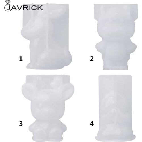 Silicone Mold 3D Animal Cute Rabbit Deer Christmas Gifts DIY Jewelry Pendant Tools Cake Fondant Chocolate Decor Crafts Epoxy