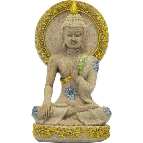 Sandstone Meditation Buddha Satue Buddhism Decor Sculpture Zen Decoration Figurines for Interior Home Decorative Buddhas Figures