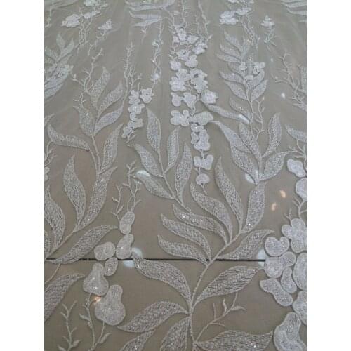 Embroidered Nigerian fabric ZH-112925 High quality french lace fabric latest wedding tulle lace fabric