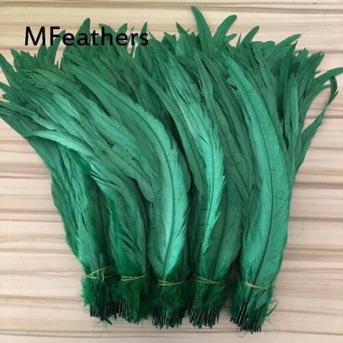 Deep green dyed rooster coque tails 35-40cm 40-45cm long chicken feathers diy natural feather for carnival christmas mask decor