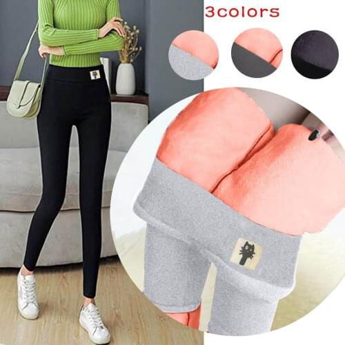 2020 Fashion Casual Women Printed Span Ladies High Waist Keep Warm Long Pants Thickened Fleece in Winter Snow Leggings Women F