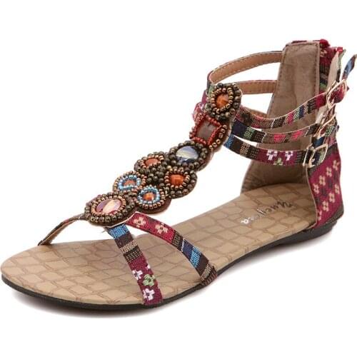 "Women 's simple flat bead band sandals joker comfortable fashion female sandals sexy and elegant peep-toe shoes size # & 39-41