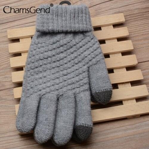Womens Winter Touch Screen Gloves Thicken Warm Knitted Stretch Gloves Imitation Wool Full Finger Gloves Guantes Hand Accessorie
