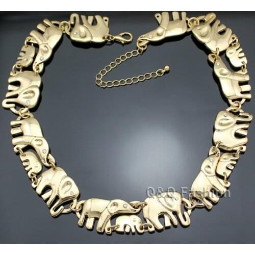 Gold Silver Plated African Elephant & Baby Link Hindu Ganesh Chain Collar Statement Necklace Jewelry Family Love Necklace gift