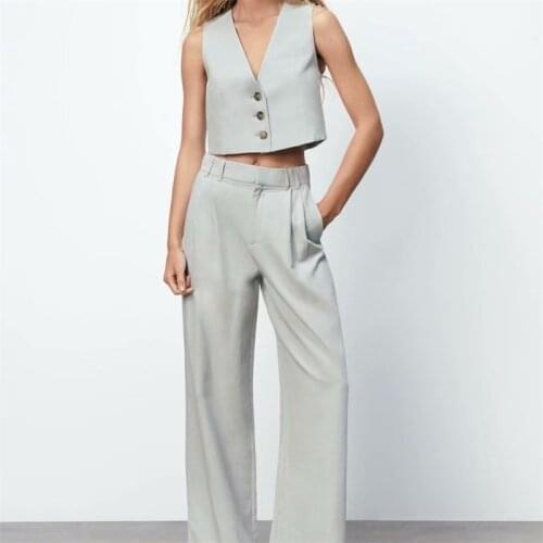 ZXQJ Women 2021 Fashion Office Wear Button-up Fitted Waistcoat Vintage V Neck Sleeveless Female Vest Outerwear Chic Tops