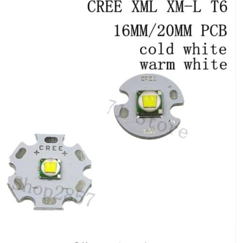 1PCS CREE XML XM-L T6 LED U2 10W WHITE High Power LED chip on 16mm 20mm PCB