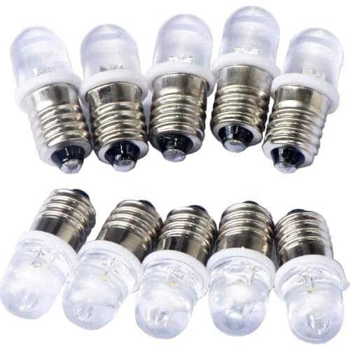 10pcs E10 Screw 4.5V Cold White Spot Led Bulb Light Lamps +10pcs E10 Base (DC4.5V, Cold White)