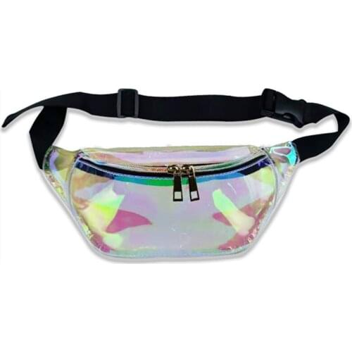 10PCS / LOT Harajuku Multi-function Laser Transparent Waist Bag Holographic Women Chest Bag