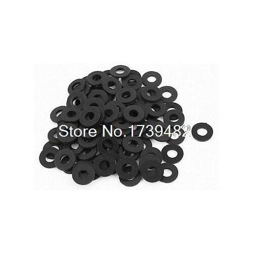 100 Pcs M4x9mmx1mm Plastic Round Flat Washer Gasket Seal Ring Black