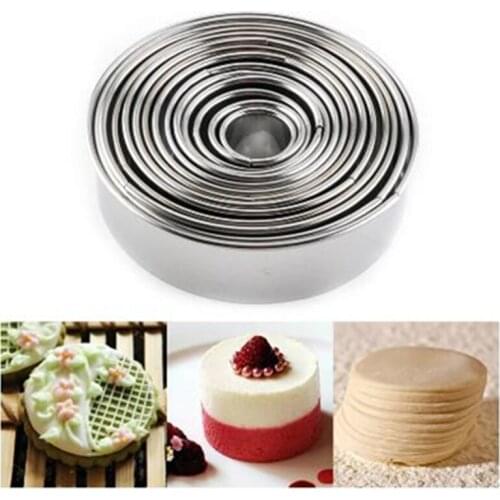 11PCS Cake Ring Mold Stainless Steel Round Circle Cookie Mousse Mini Cake Ring Cake Gum Paste Mould DIY Wedding Cake Tools