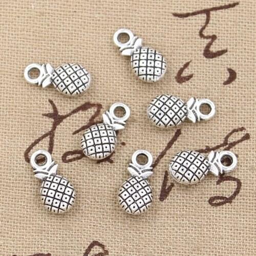15pcs Charms Double Sided Lovely Pineapple 14x7mm Antique Making Pendant fit,Vintage Tibetan Silver color,DIY Handmade Jewelry