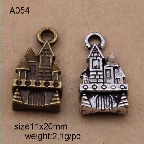 25pcs/lot 11x20mm Antique Silver/ Antique Bronze Zinc Alloy Charms Castle Pendants Jewelry Findings