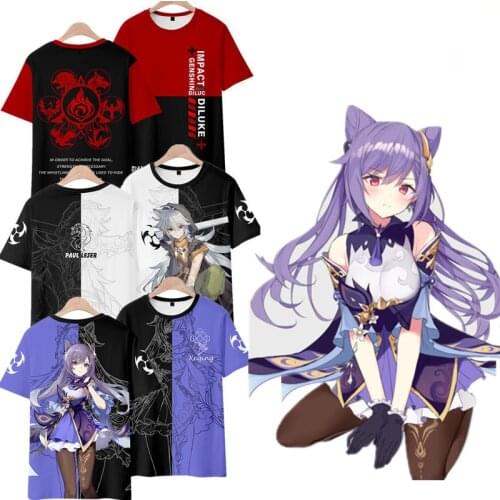 Genshin Impact 3D T Shirt Women Men Hu Tao Tartaglia Razor Keqing Xiao Albedo Klee Diluc Venti Paimon Zhongli Cosplay Costume