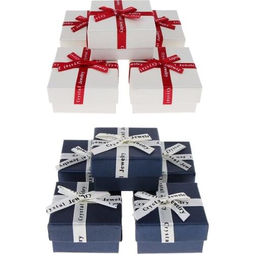 5pcs/Pack Cardboard Paper Jewellery Gift Box Small Satin Ribbon Bowknot Deco