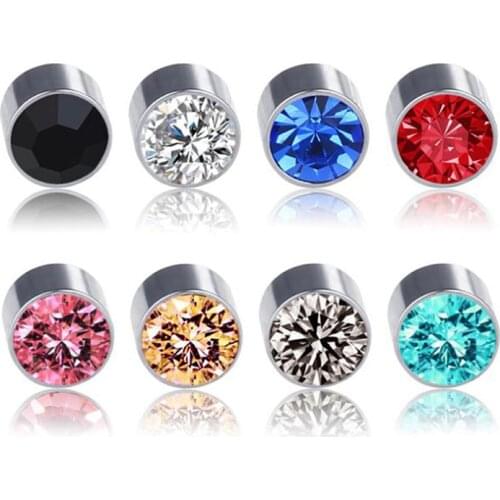 6mm Magnet Magnetic Ear Stud 2Piece Fashion Non Piercing Clip Stud Earrings Fake Earrings for Boyfriend Lover Black