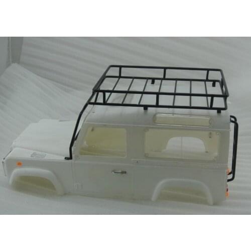 Aloy Roof Luggage Rack w/ Metal Stair & Led Lights Bar For Rover Defender Land D90 CW001 Gelande II G2 6WD 1/10 Jeep RC