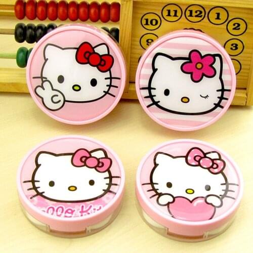 Kawaii contact lens case container with mirror color contact lenses Pink case cute Lovely Travel kit box Women