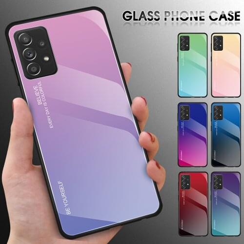 For Samsung Galaxy A52 Galaxy A72 5G Case Luxury Gradient Tempered Glass Silicone Frame Cover for galaxy a52 a72 Coque A 52 Capa