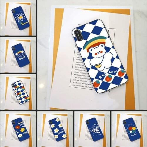 For iPhone X XR XS MAX 8 7 6S 6 S Phone Case Silicone Blue Flower Bear Soft Back Cover For Apple iPhone 6 S 6S 7 8 Plus Phone