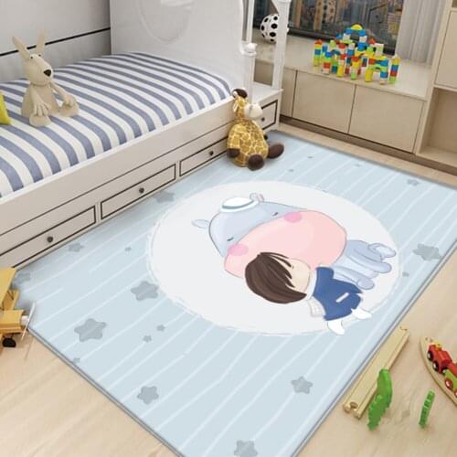 Good Quality Cartoon Animals Flannel Carpets for Palor Bedroom Living Room Rug Cartoon Cute Kid Carpet Animal Printed Child Mat