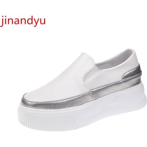 Platform Shoes Women Leather Sneakers Fashion Comfy Slip on Shoes for Women Casual Black White Sneakers Platforms Girls Trainers