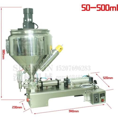 SHENLIN pasta stuff filling machine mixing and heating filler viscous liquid mixer food heater hopper safe 10-100ml 1 nozzle