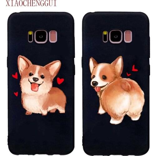 Cute Corgi Case For Samsung Galaxy S7 S7Edge s8 s9 plus case Sexy Cartoon Dog Ass Black soft silicone Phone Cover