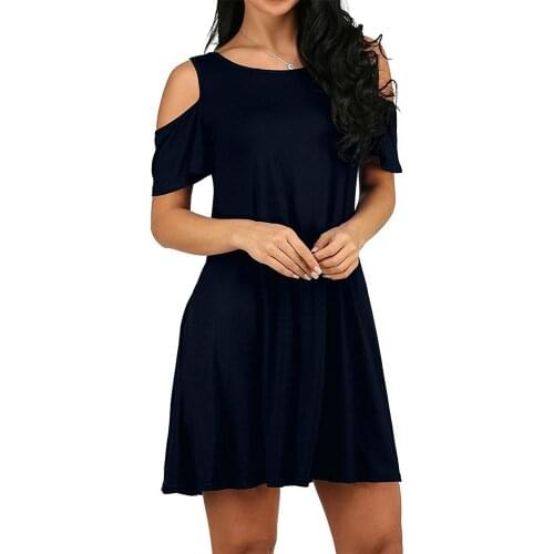 Fashion Summer Off the Shoulder O-Neck Dress Solid Loose Women Dress Casual robe femme Multi Color vestido