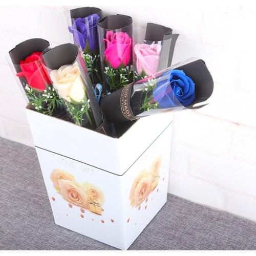 5pcs Soap Rose Flower Artificial Girl Friend Valentines Day Gift Anniversary Set Flower Rose Soap Flower Wedding Decor