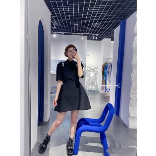 Summer Luxury 2021SS New Women Diamonds Short Sleeve Slim Dress 2 Color Ddxgz2 4.19