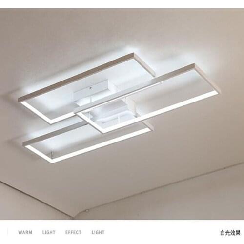 Rectangle Black/White Color Modern Led Chandelier for living room bedroom 110V 220V deco Dimmable Ceiling Chandelier