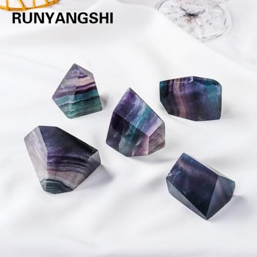Rainbow Fluorite Crystal energy gem Striped colorful fluorite polyhedron rare stone ornament Home Furnishing decoration