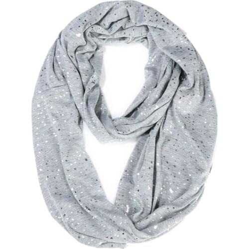 Women Winter Infinity Scarf Glitter Sequins Hidden Zipper Pocket Snood Neck Wrap