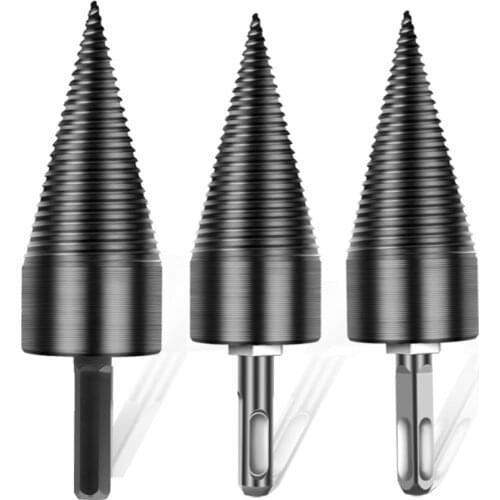 Wood Splitting Drill Bit Wood Log Splitter Auger Splitting Screw Wood Breaker Tool Wood Cone Reamer Punch Driver Drill Bit
