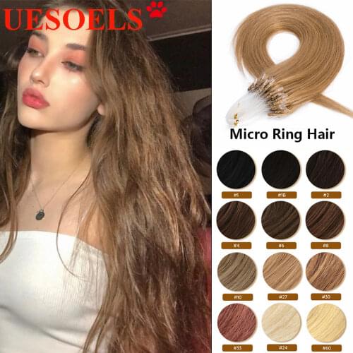 Arietis Pre Colored 16" 40g/pack 16"-26" 50g/pack 100PCS Indian 100% Remy Micro Ring Human Hair Extension For White Women
