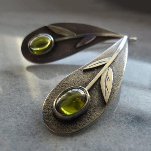 Vintage Ethnic Flower Leaf Oil Drop Dangle Earrings for Women 2019 Ornaments Vintage Hanging Green Earring Jewelry O3D382