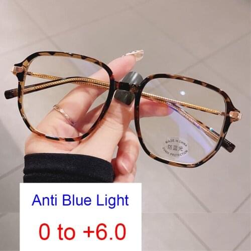 Vintage Leopard Hyperopia Glasses Women Oversized Eyeglasses Transparent Computer Magnifying Reading Glasses With Events +1.5 +2