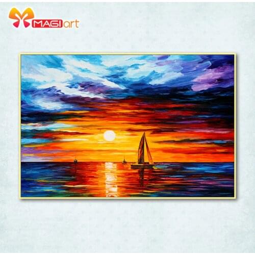 Cross stitch kits Embroidery needlework sets 11CT water soluble canvas patterns 14CT Ocean and sky-NCMS063