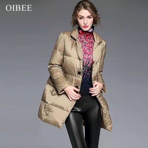 OIBEE 2018 High Quality down jacket women hooded long sleeve warm coat parka female solid portable outwear