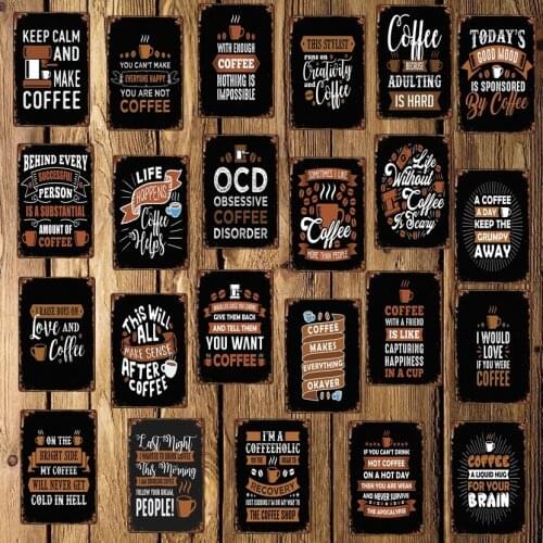 [ WellCraft ] Coffee World quote Correction Metal Signs Wall Sticker Poster Cafe Decor for Pub bar Mural Iron Painting LT-1757