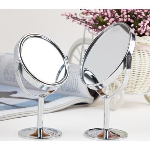 1pc Women Beauty Makeup Cosmetic Mirror Double Side Normal Magnifying Stand Sliver Mirror 2-Face Mirror Drop Shipping