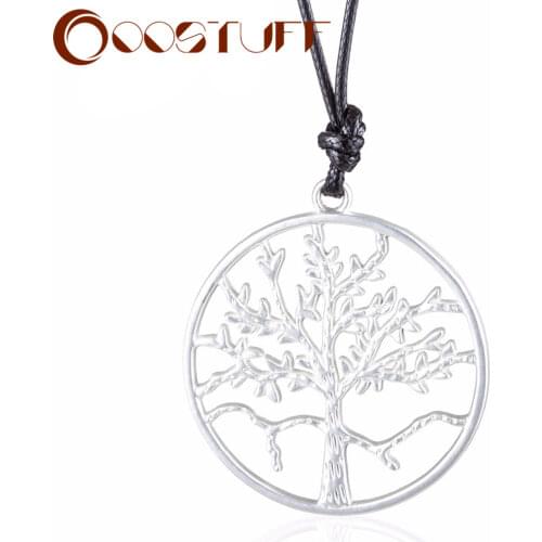 Life of Tree Women Jewelry Long Necklace for Women Chokers Black Rope Chain Fashion Silver Color necklace&pendants 2021 Alloy