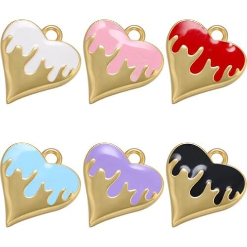 ZHUKOU Heart ice cream enamel pendant cute ice cream charms for handmade earrings necklace jewelry accessories wholesale VD987
