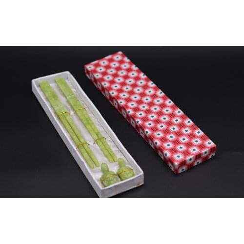 4PCS(get two pair chopsticks and one pair small jade turtle ) Natural green jade decoration jade crystal specimen Chinese tablew