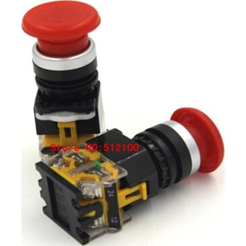 5PCS 10A CNC Motor Rotary Red Emergency Stop Mushroom Pushbutton