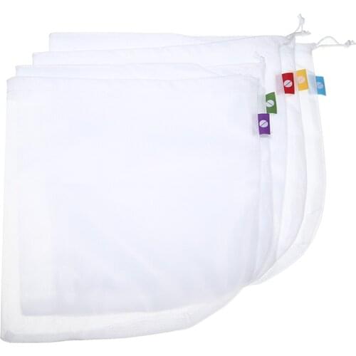 5pcs Reusable Mesh Product Bags Eco Friendly Grocery Vegetable Fruit Kitchen Storage Bags Mayitr