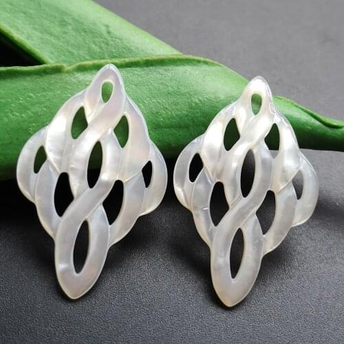 50pcs/lot 25x39mm Natural Hollow Flower cut Mother of Pearl Shell for Earrings Flower Cut Mother Pearl for DIY Jewelry
